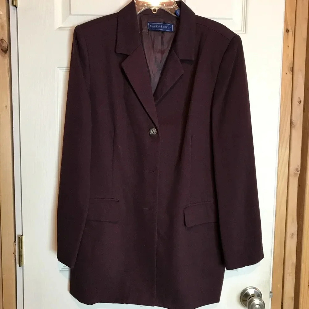 Karen Scott Women’s Size 16 Purple Long Blazer Like New Lined Vintage Y2K
